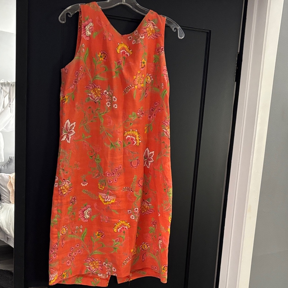 Vibrant Floral Sleeveless Midi Dress
100 linen , 
38’ length